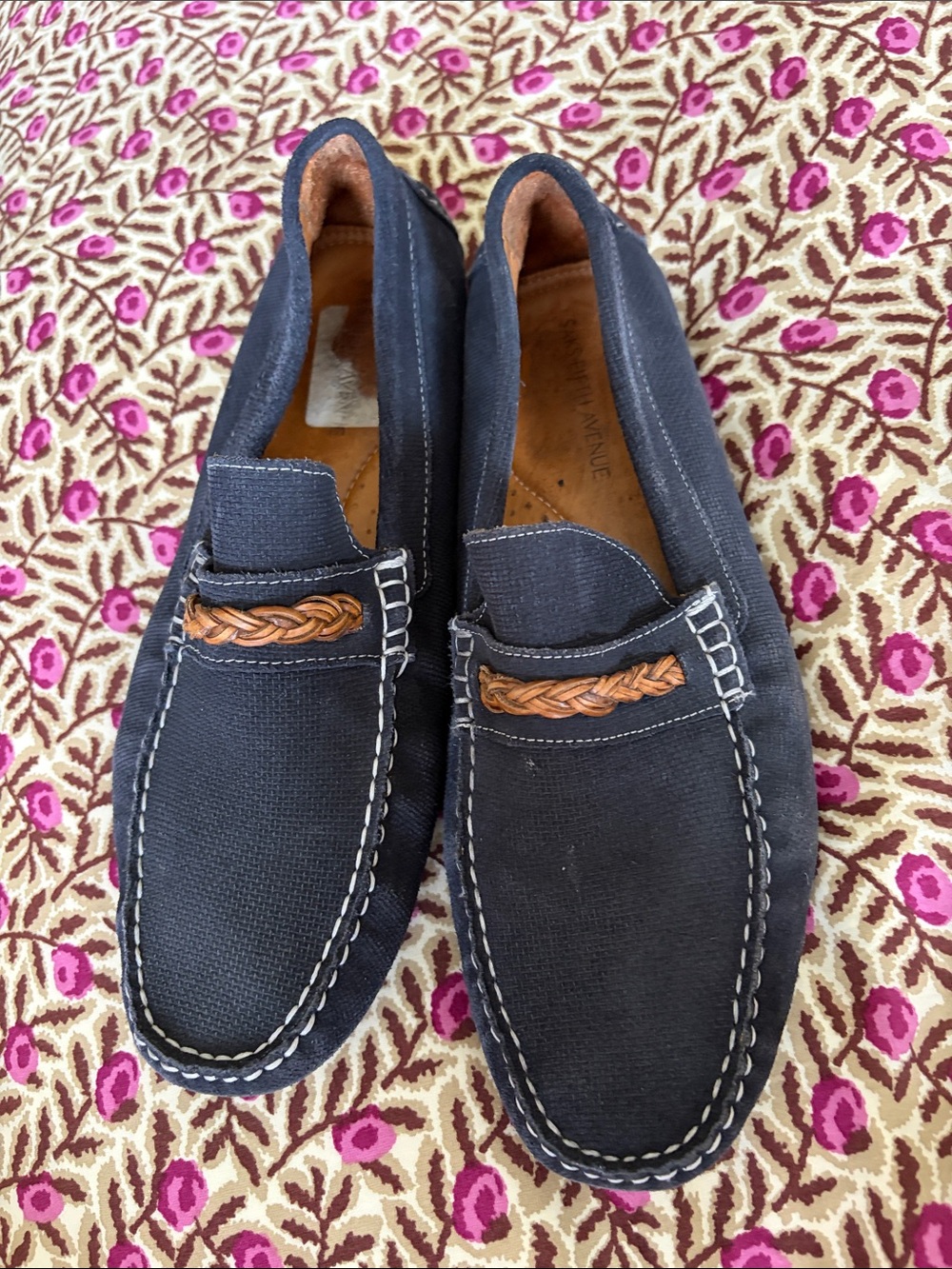 Men's Navy Braided Trim Loafers size 10.5